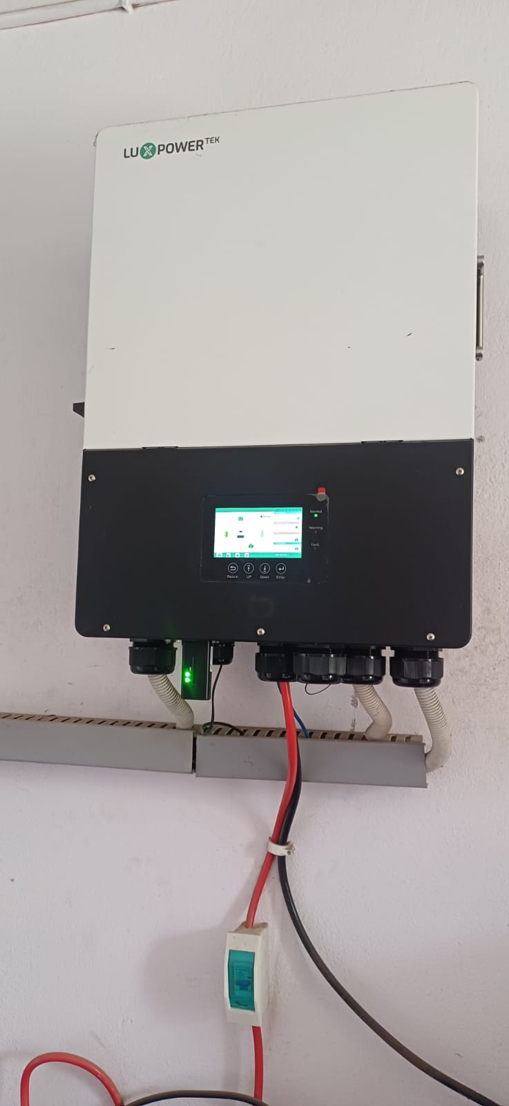 LuxPower hybrid solar inverter installed on site